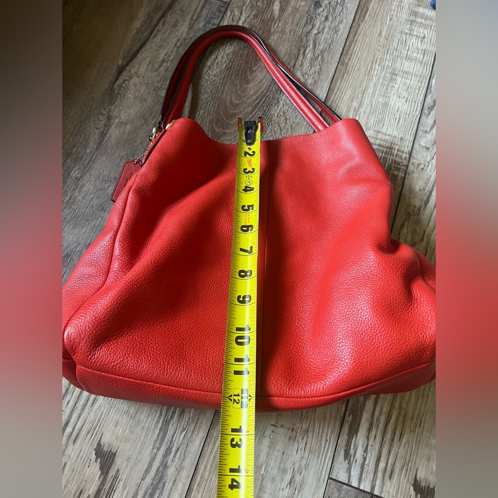 COACH Madison Phoebe Tumbled Cardinal Red Leather 3 Section Shoulder Bag - Picture 14 of 16